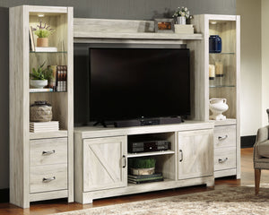 Bellaby Whitewash 4 Piece Entertainment Center with 63" TV Stand and/or Fireplace