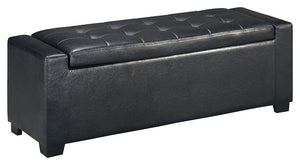 Black Faux Leather Upholstered Bench