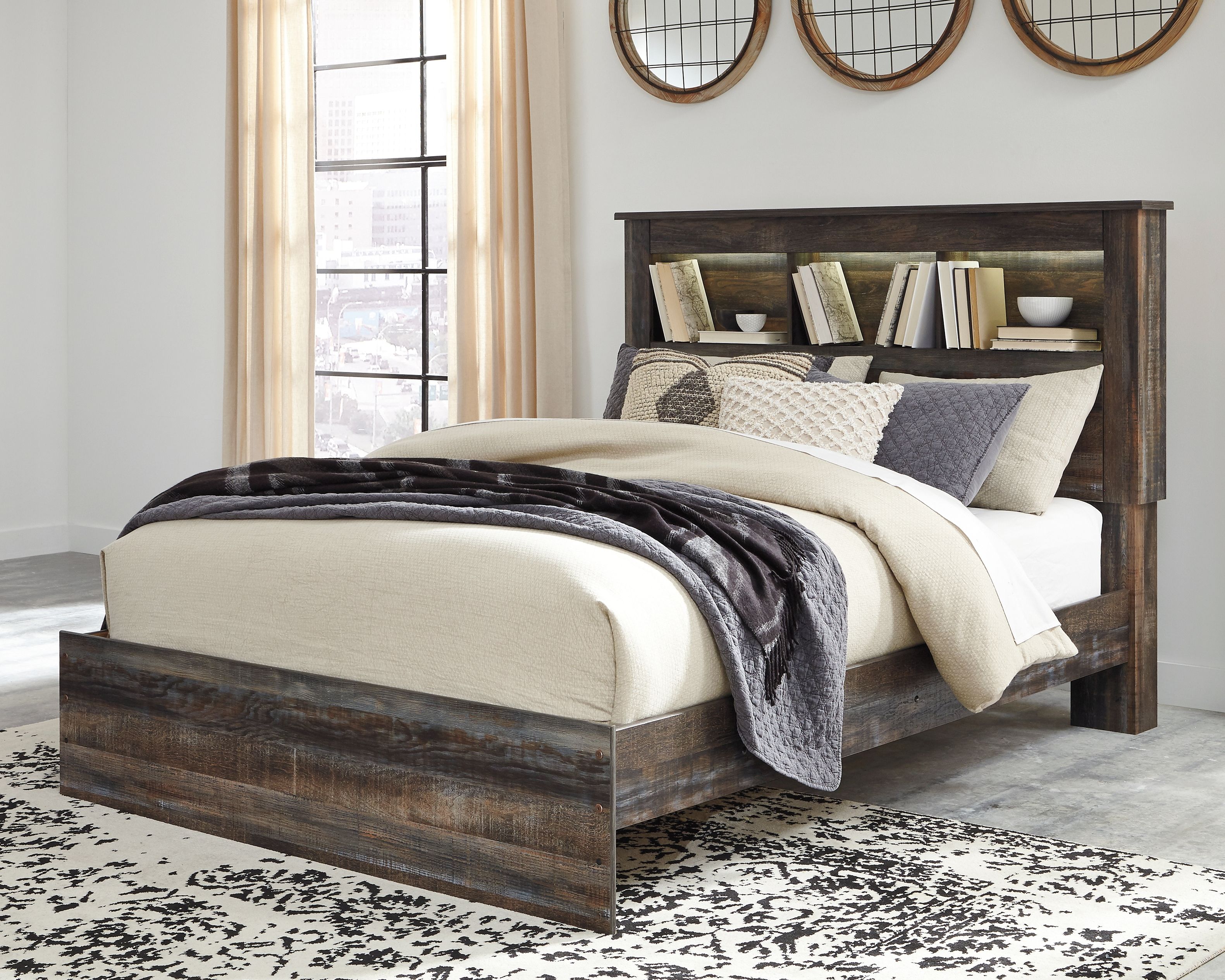 Drystan Bookcase Headboard Footboard with Storage Options
