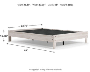 Shows picture of Shawburn Platform bed with dimensions